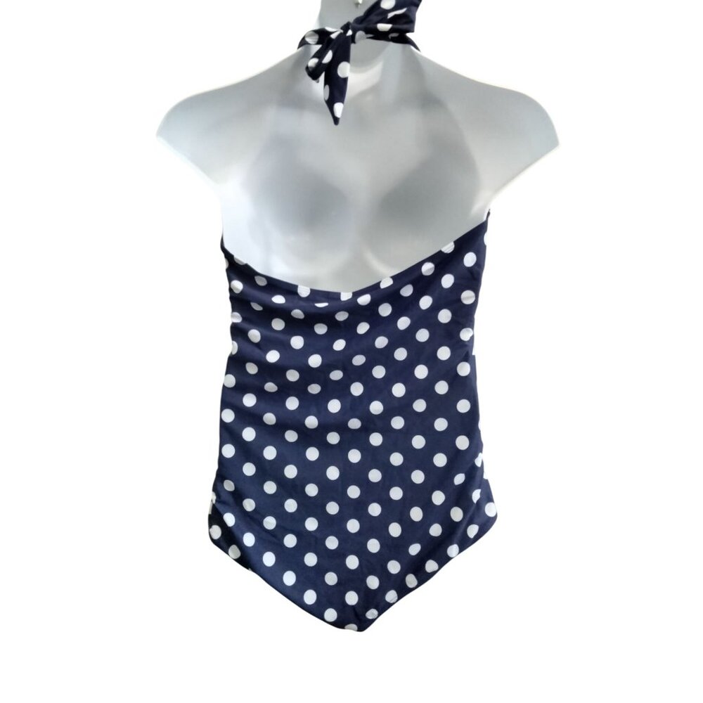 Sweetheart Neckline Halter Design Tummy Control Polka Dot One-Piece Swimsuit 20 - Picture 4 of 8